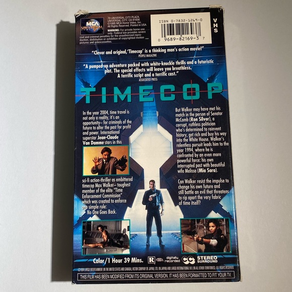 📼 VHS 1995 Time Cop Movie Jean-Claude Van Damme - Picture 3 of 5